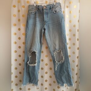We the Free People Jeans Womens 25 Holes Knees Wide Distressed Button Fly